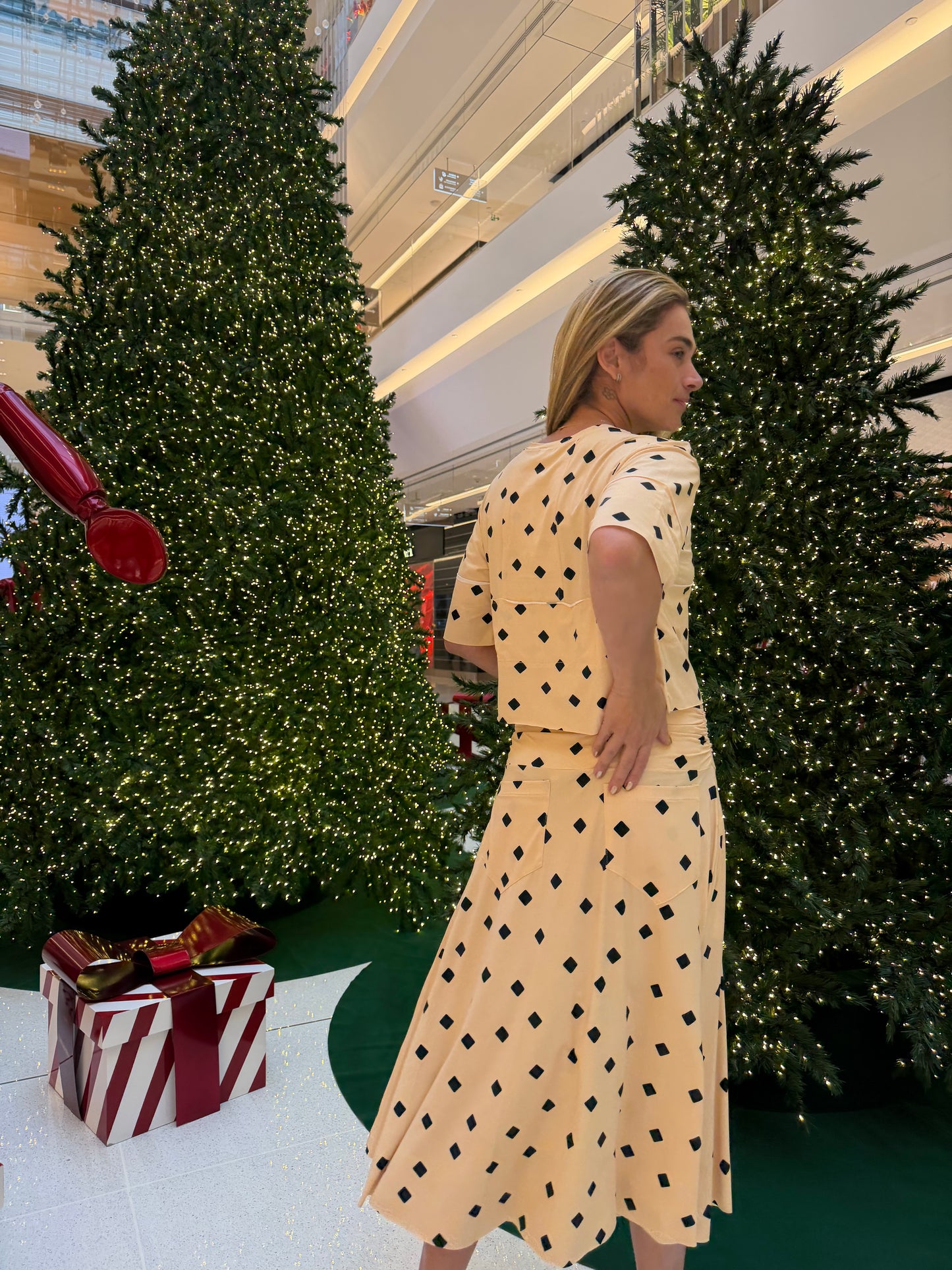 Saia Bia Jersey Borboleta Rose