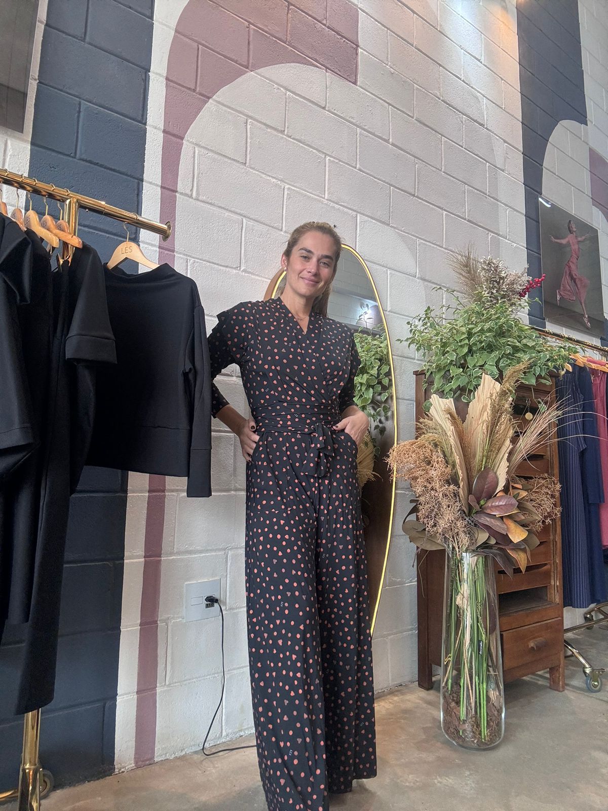 Macacão Fabi Fluity Poá Coração