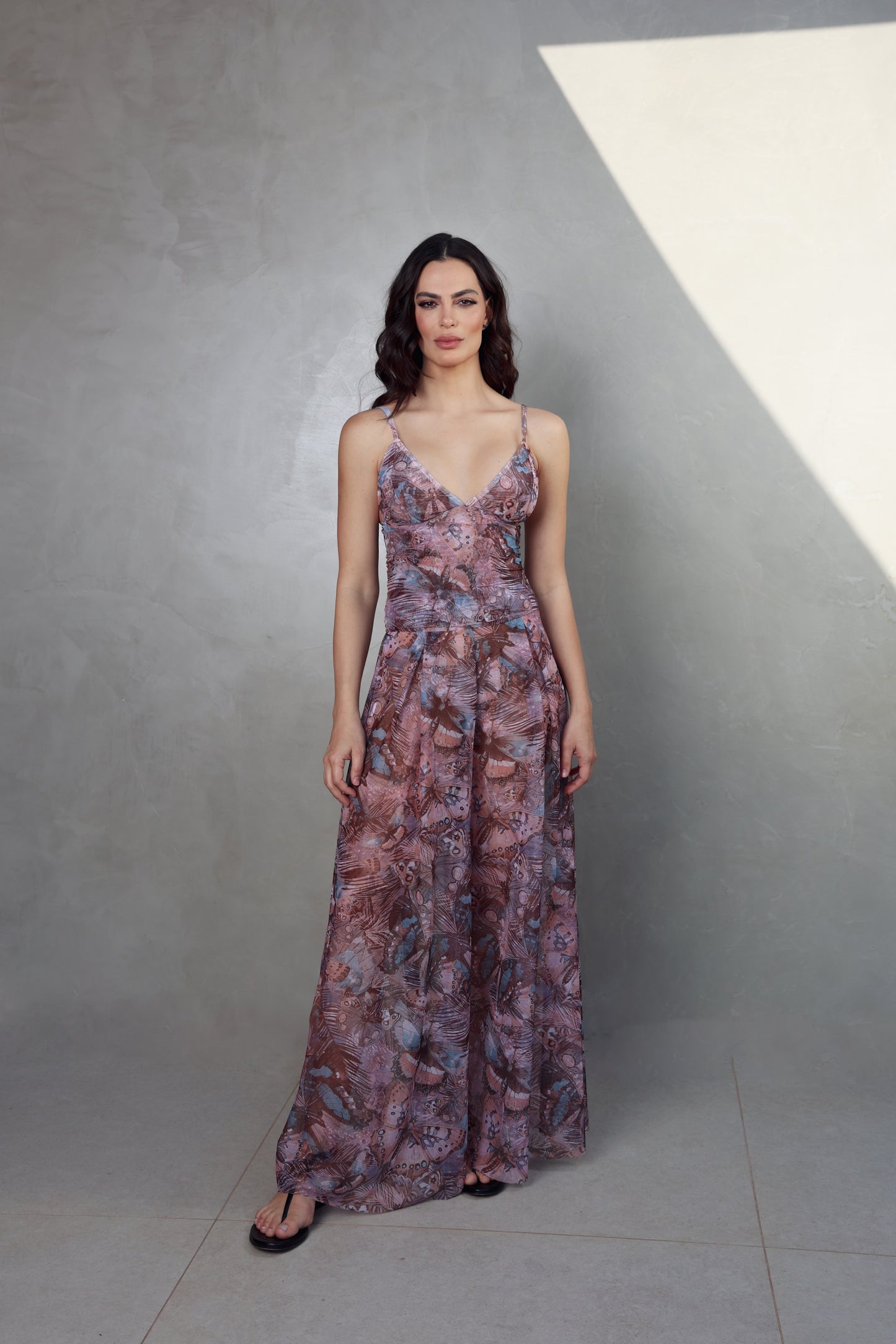 Top Rita Tule Borboleta Rose
