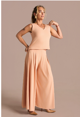 Pantalona Carol Jersey Bisque Pessego