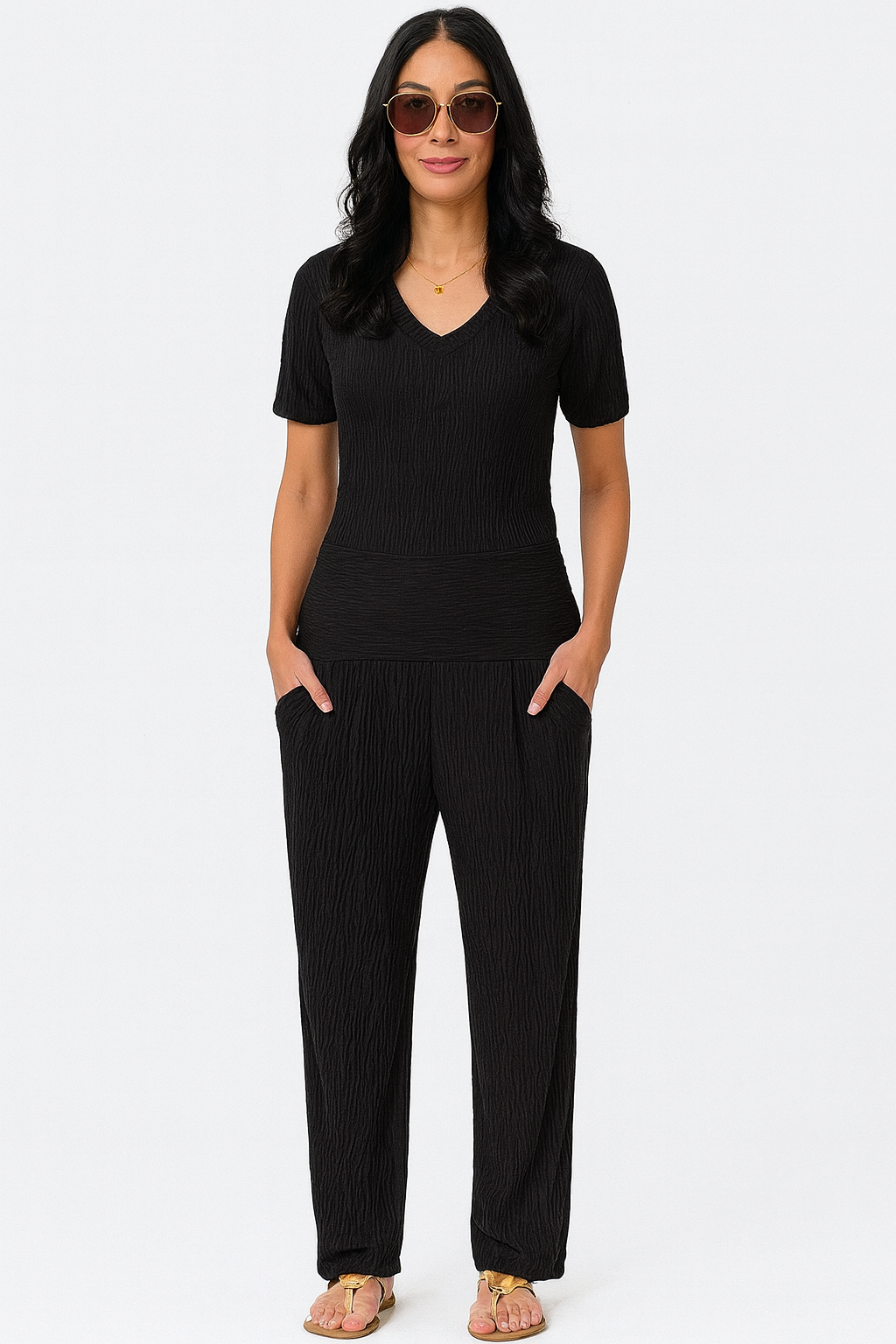 Calça Aladim Plissado Preto