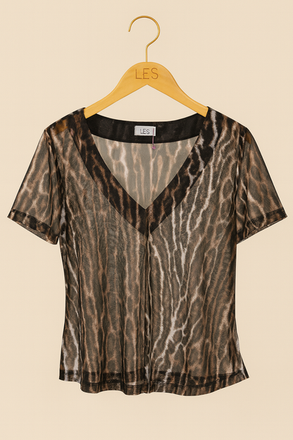 Blusa Marrie Tule Onça Marrom