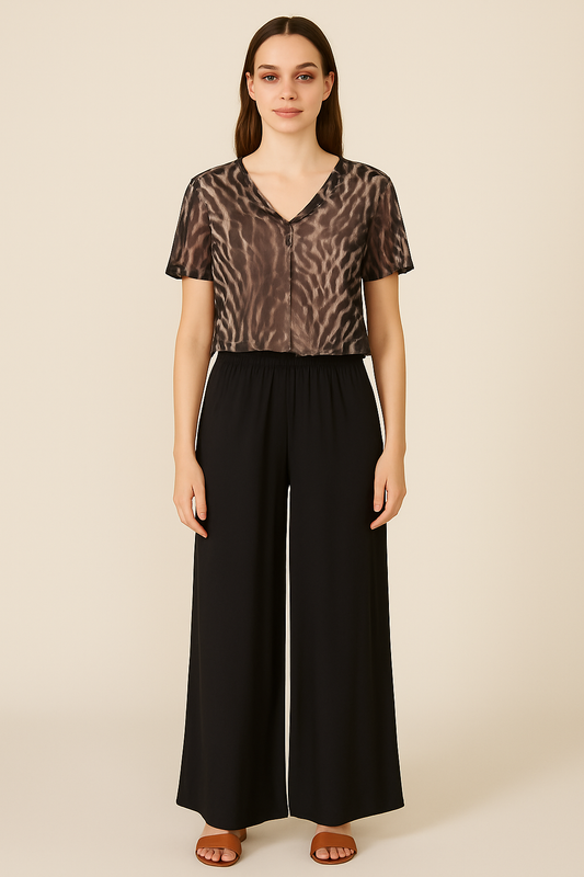 Blusa Marrie Tule Onça Marrom