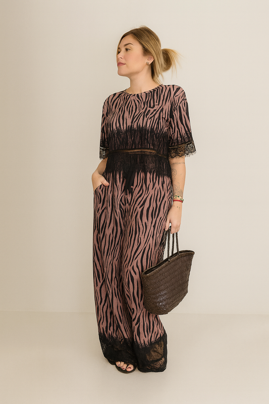 Cropped Malu Fluity Zebrado renda