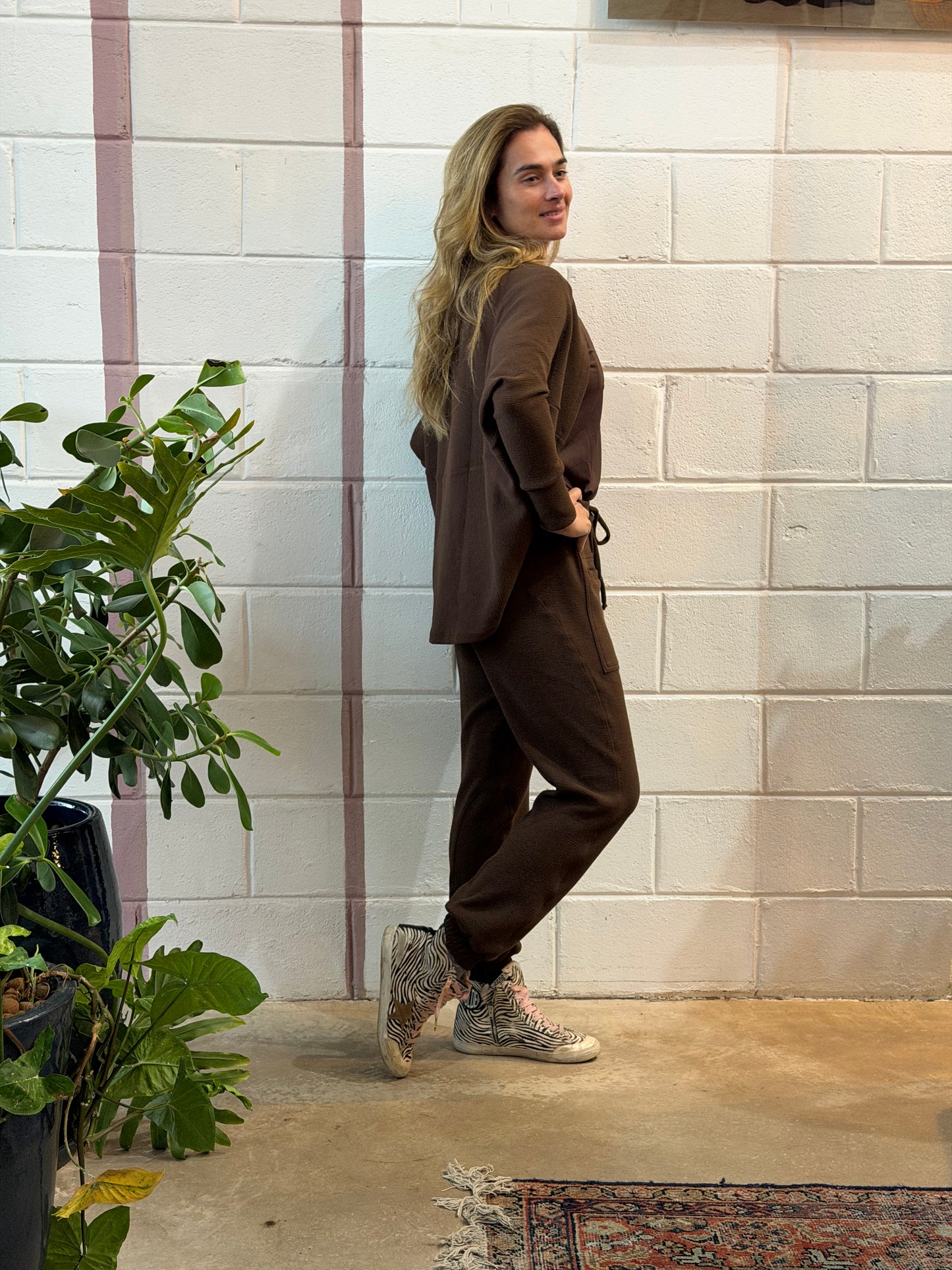 Casaco Casulo Boucle Café