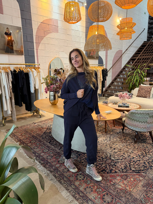 Casaco Casulo Boucle Marinho