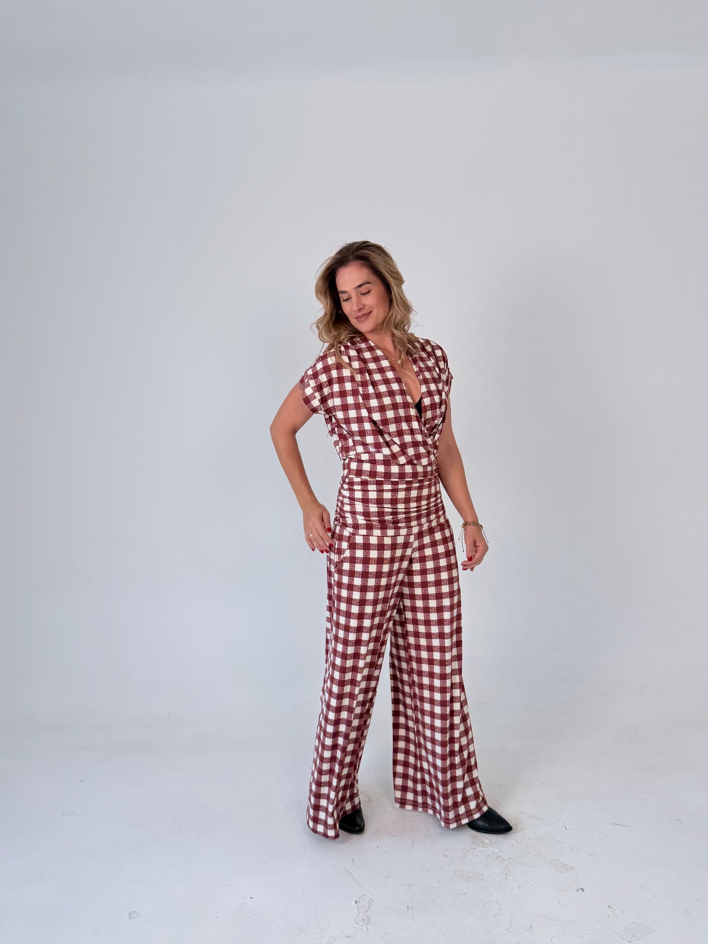 Blusa Ximena Jersey Xadrez