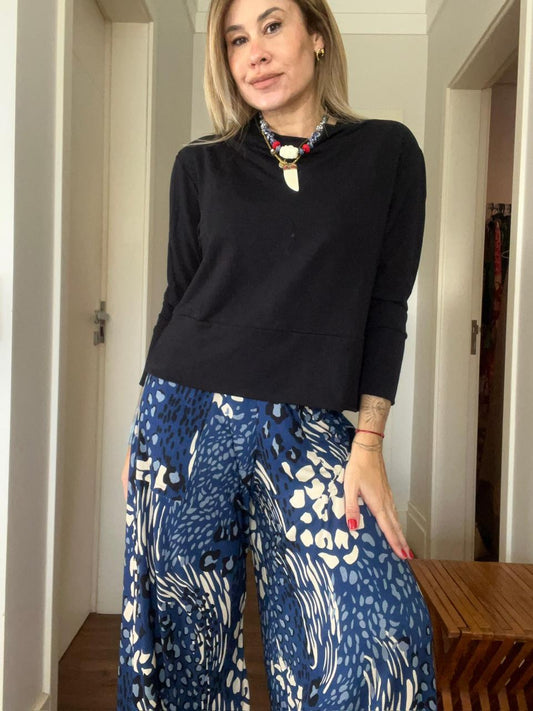 Pantalong Tricot Onça Azul