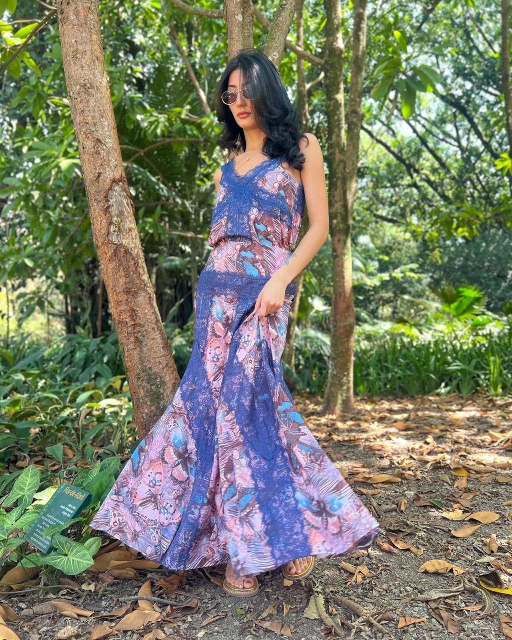 Saia Ana Fluity Borboleta Rose