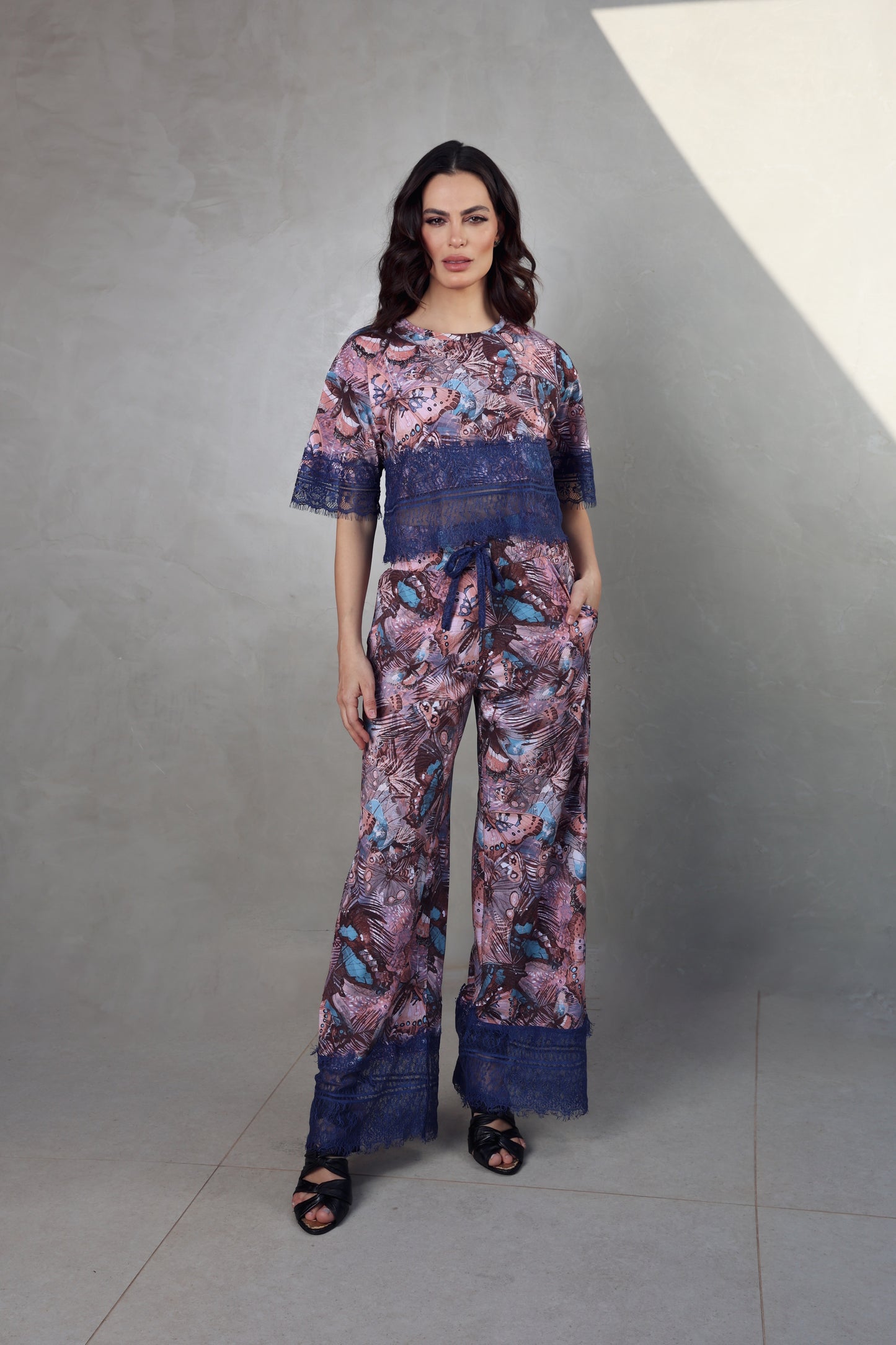 Calça Isabela Fluity Borboleta Rose