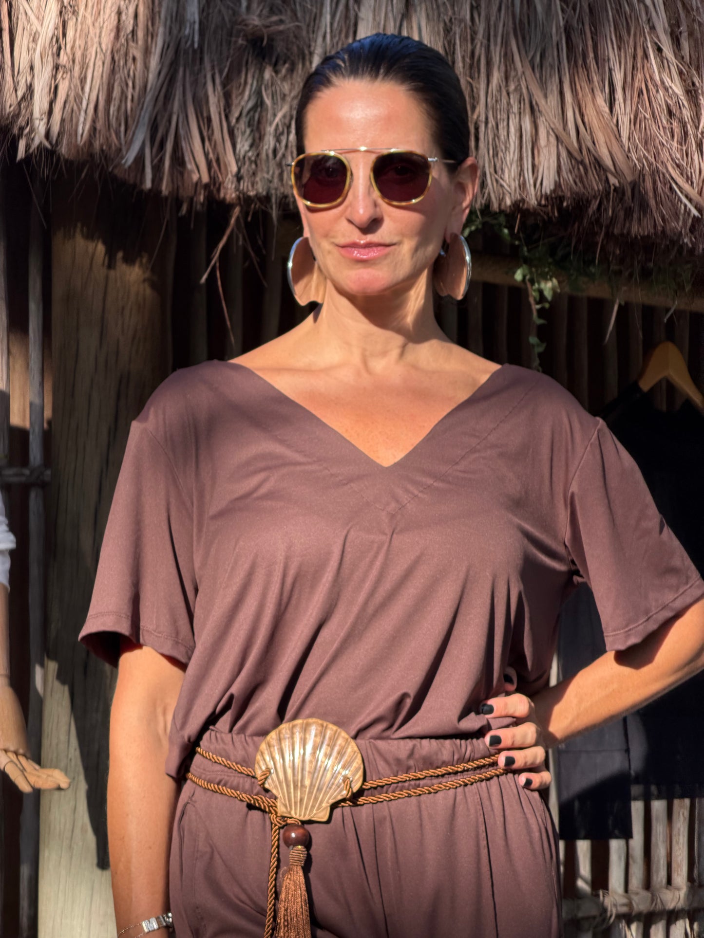 Calça Claudia Jersey Café