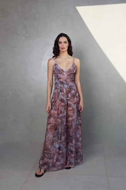 Top Rita Tule Borboleta Rose